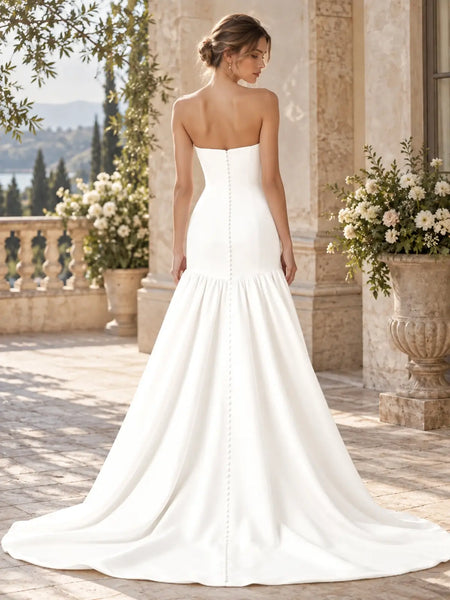 Sheath Wedding Dress with Sweep Train Detail