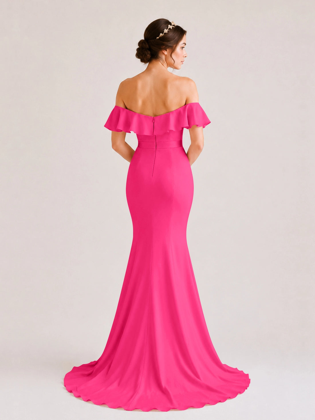 Mermaid Bridesmaid Dress with Ruffle Design