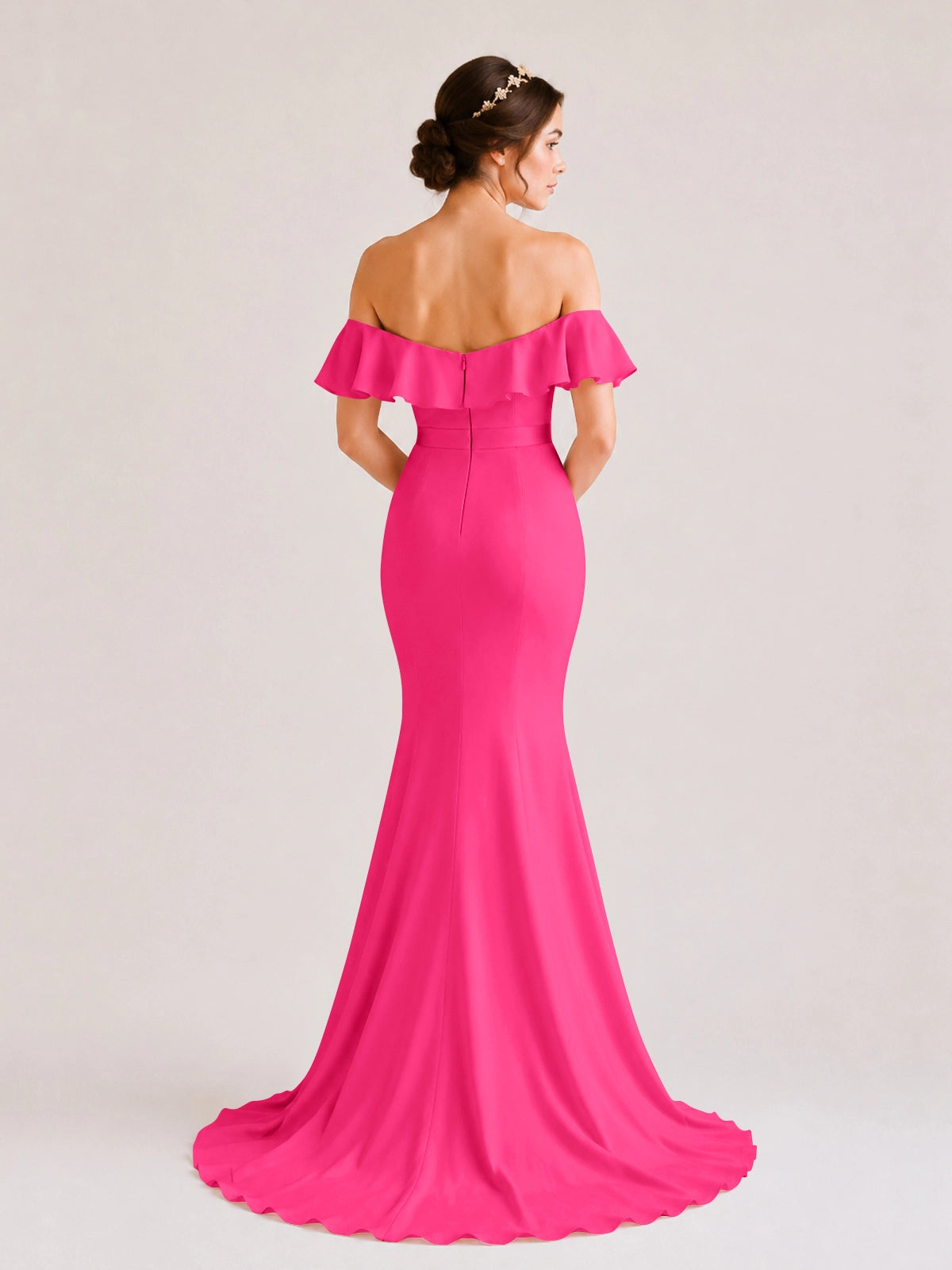 Mermaid Bridesmaid Dress with Ruffle Design