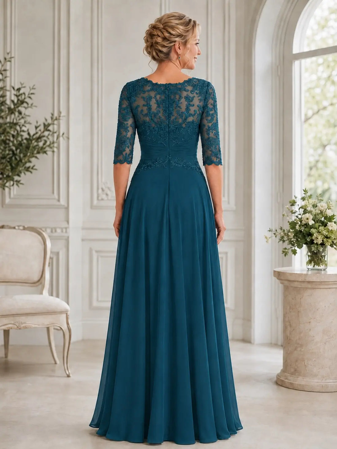 A-Line Mother of the Bride Dress with Pleated Details