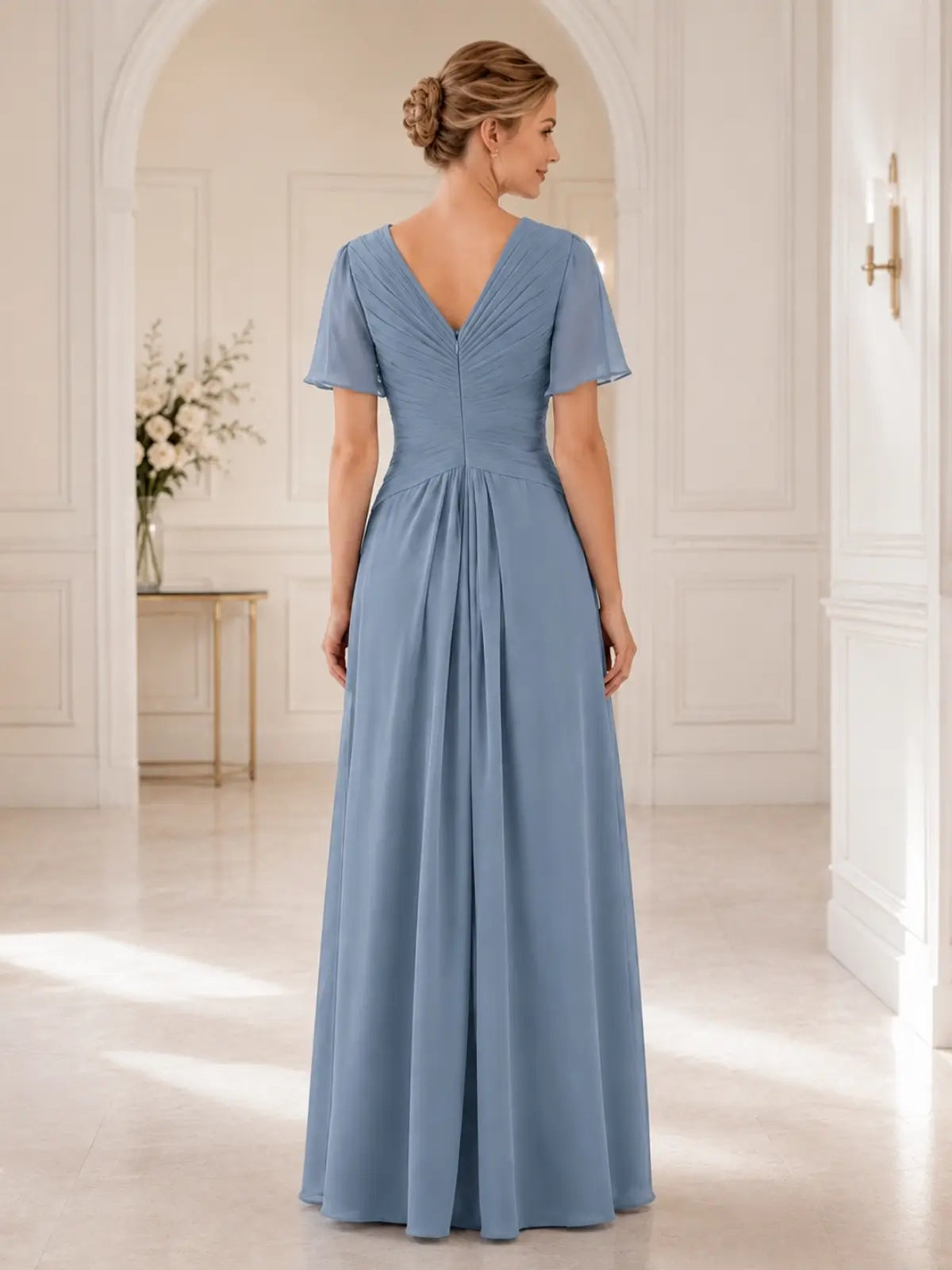 Chiffon Wedding Dress with Flutter Sleeves