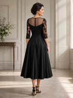Boat Neck Mother of the Bride Dress with Floral Appliques