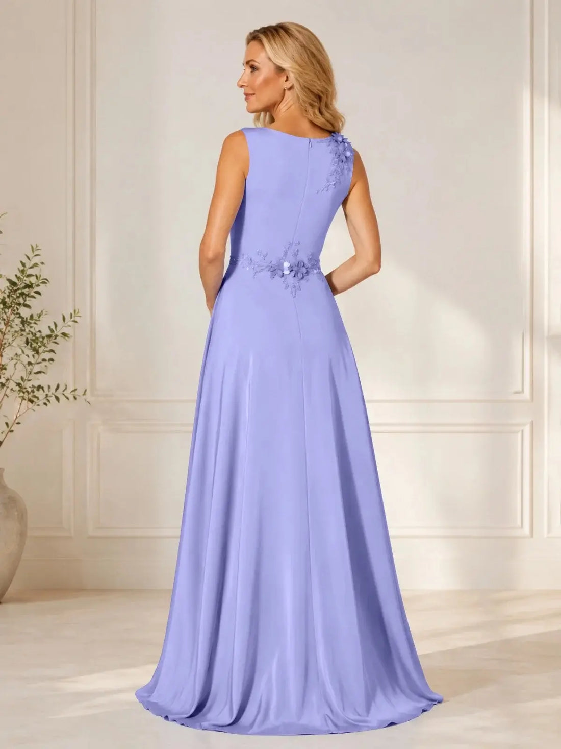 A Line Mother of the Bride Dress with 3D Flowers