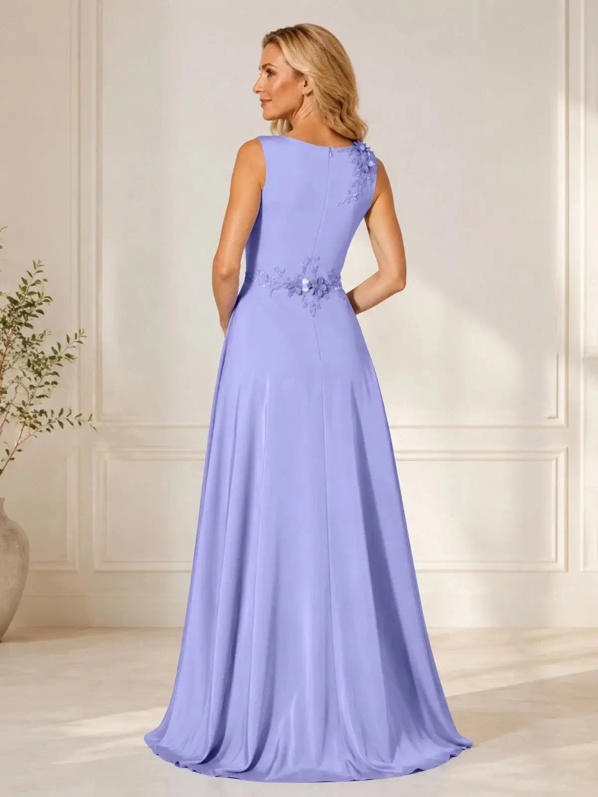 A Line Mother of the Bride Dress with 3D Flowers