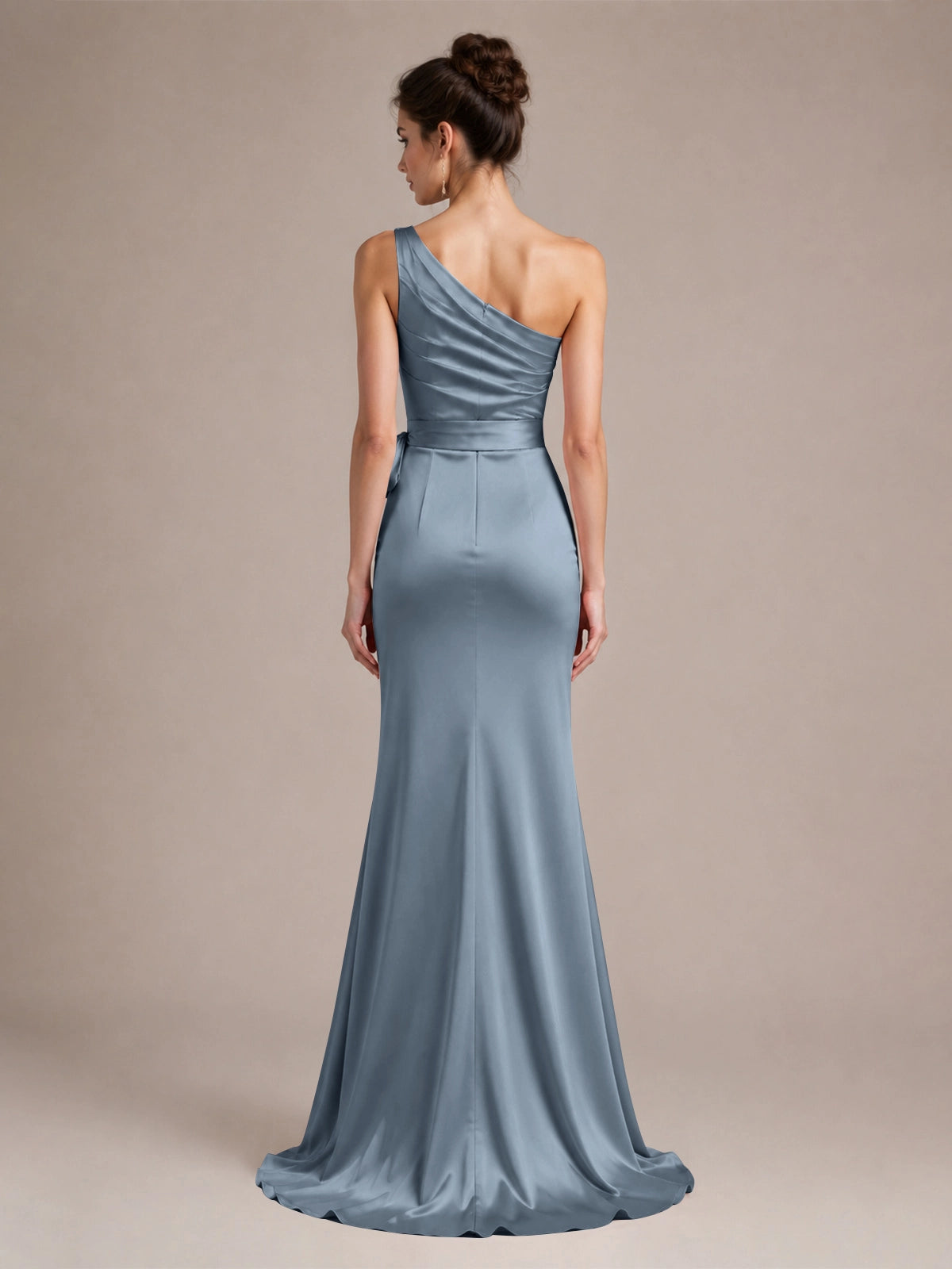 One-Shoulder Bridesmaid Dress with Sash