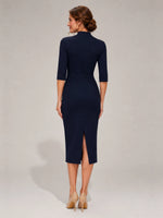 Sheath Mother of the Bride Dress with Mock Neckline