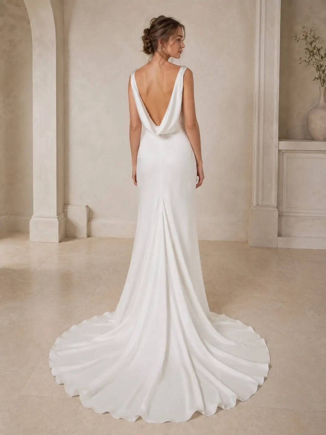 Minimalist A-Line Wedding Dress with Sweep Train