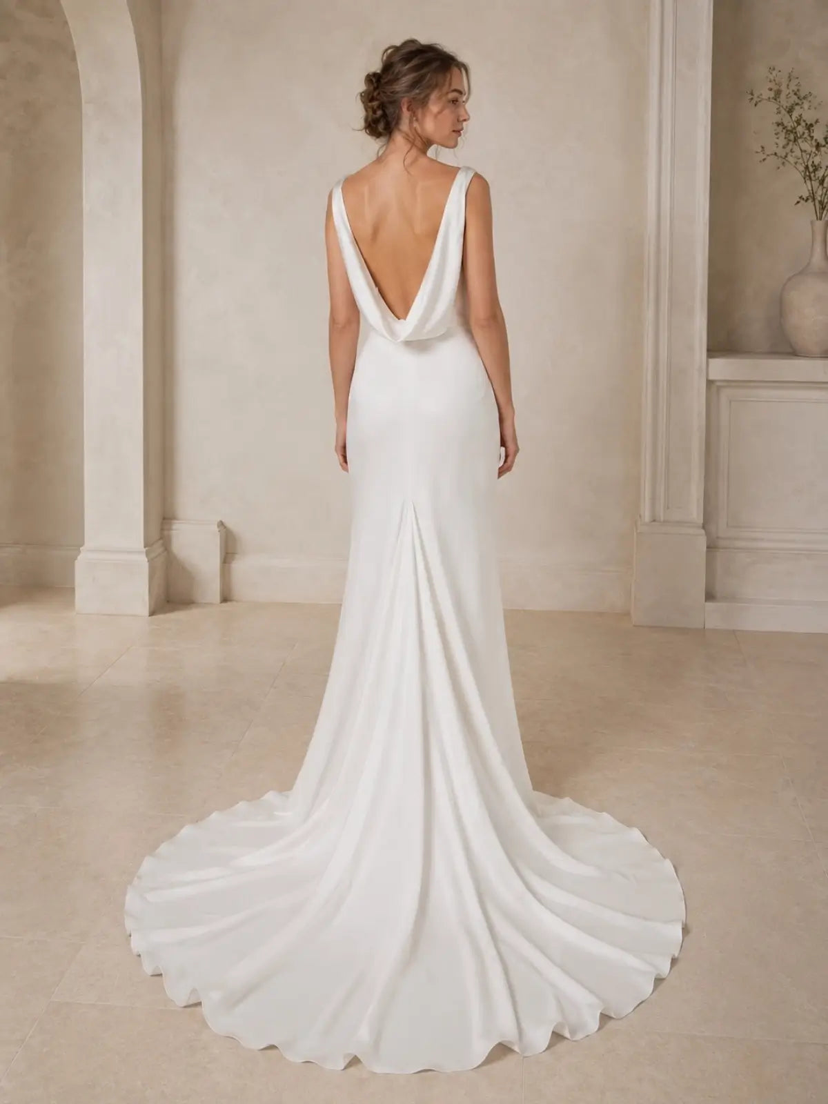 Minimalist A-Line Wedding Dress with Sweep Train