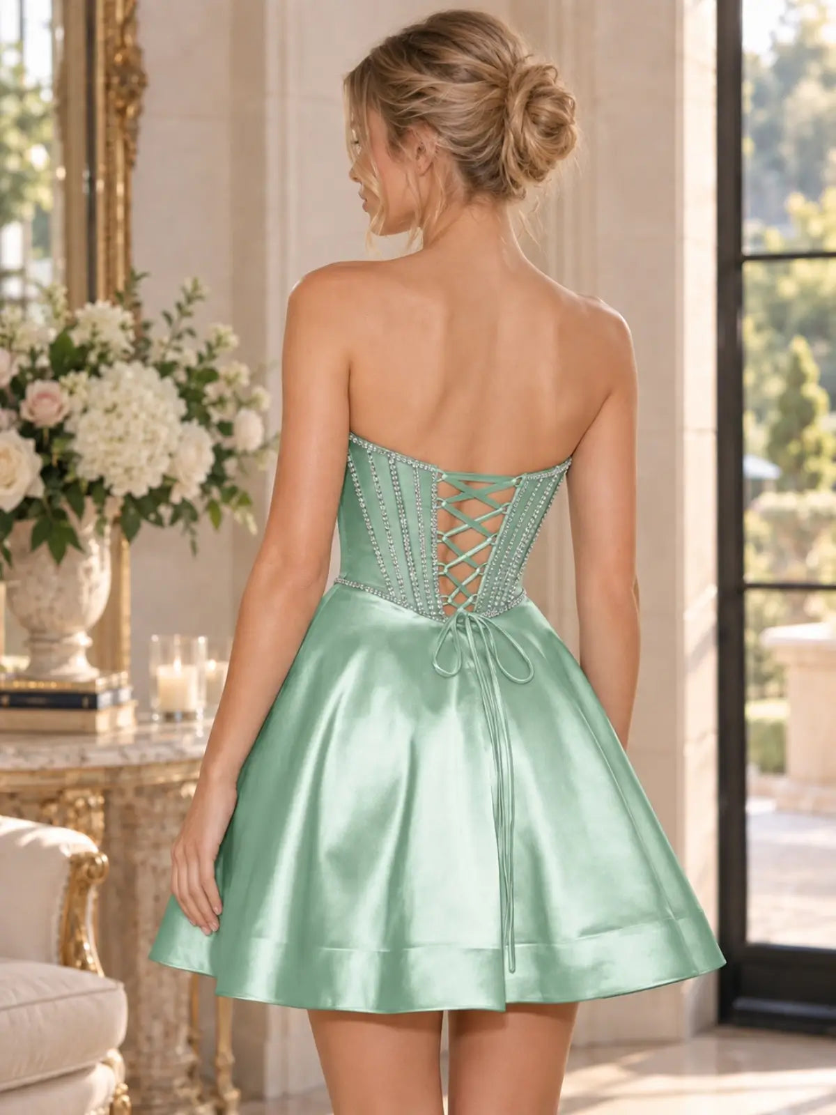 Beaded A-Line Homecoming Dress