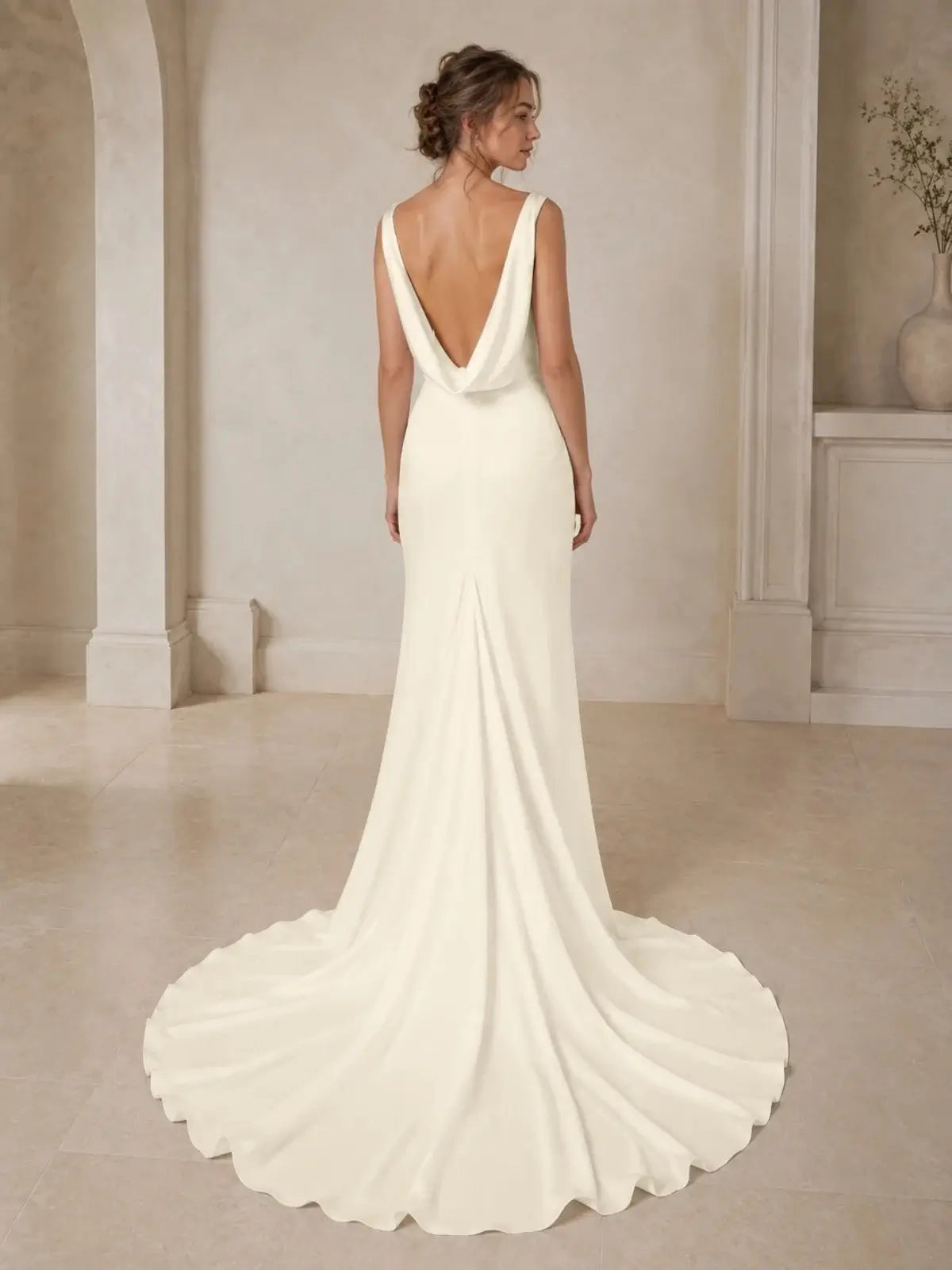 Minimalist A-Line Wedding Dress with Court Train