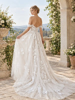 Wide Strap Wedding Dress with Cathedral Train Design