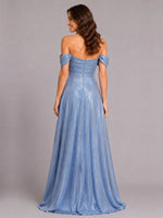 Shimmering Fabric Prom Dress with High Slit 