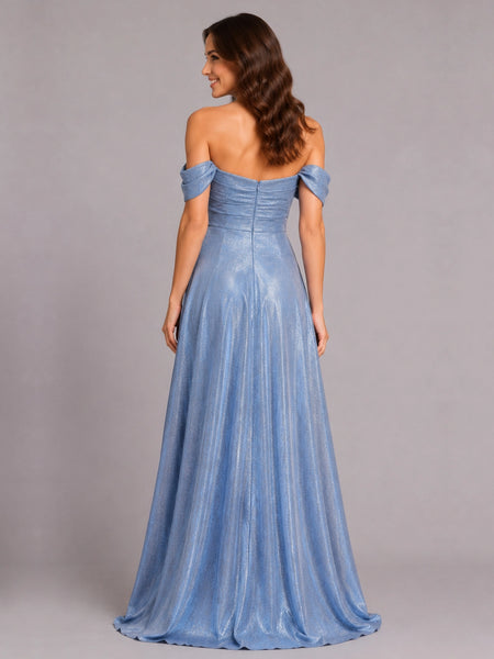 Shimmering Fabric Prom Dress with High Slit 