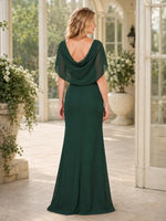 Chiffon Cape Sleeves Mother of the Bride Dress