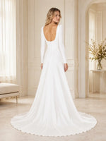 Stretch Crepe Wedding Dress with Long Sleeves