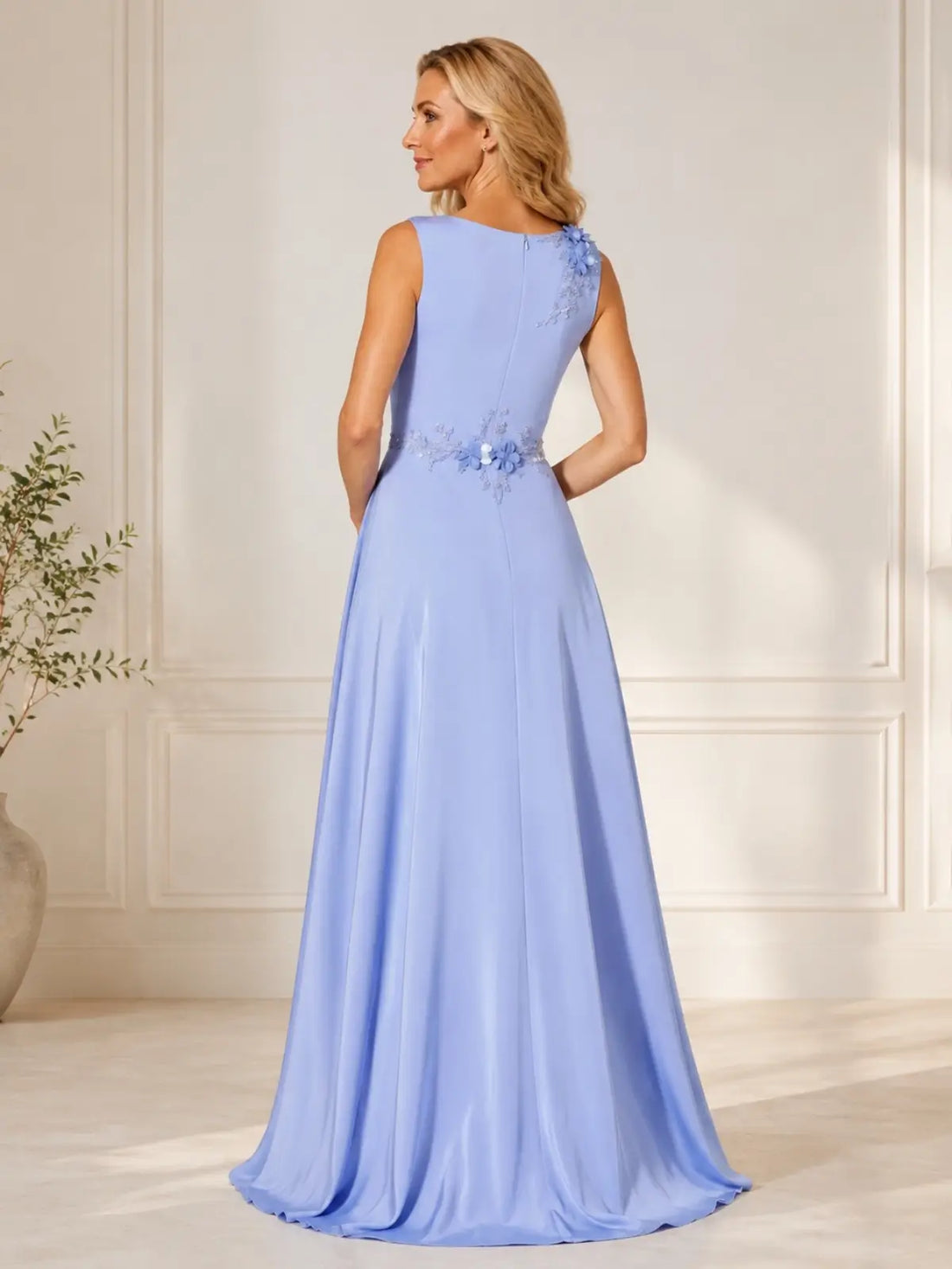 A Line Mother of the Bride Dress with 3D Flowers