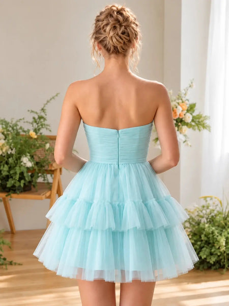 Tulle Homecoming Dress with Ruffle Details