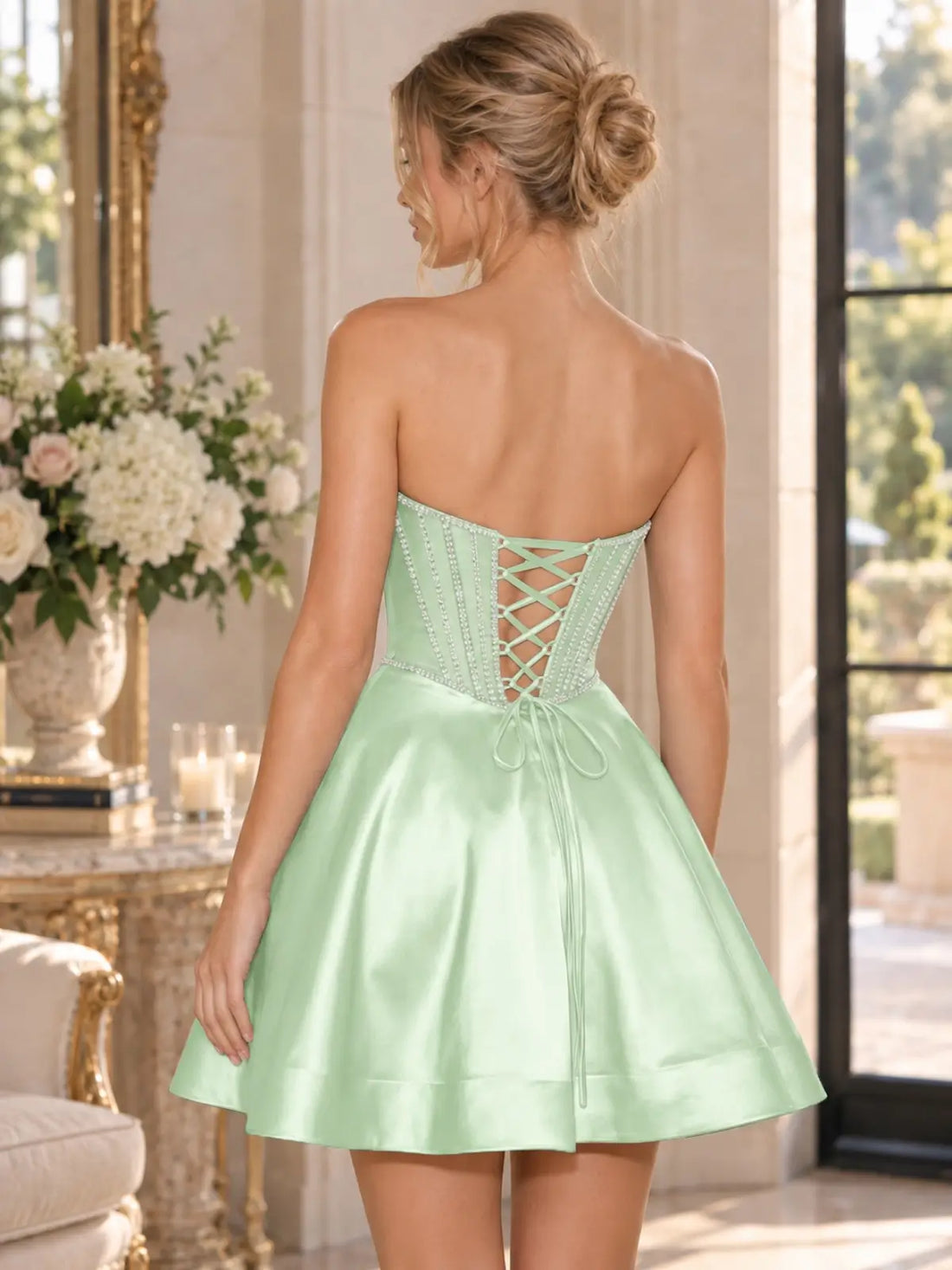 Beaded A-Line Homecoming Dress