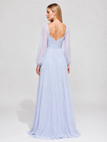 Elegant A-line Bridesmaid Dress with Long Sleeves