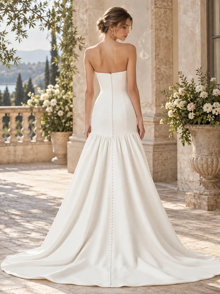 Sheath Wedding Dress with Sweep Train Detail