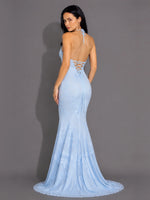 Corded Lace Prom Dress with Sweep Train