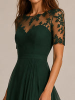 Lace Mother of the Bride Dress with Illusion Neckline