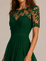 Lace Mother of the Bride Dress with Illusion Neckline