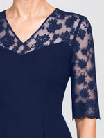A-line Mother of the Bride Dress with Lace Sleeves-Plus Size