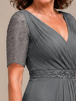 Surplice Neckline Mother of the Bride Dress with Slit
