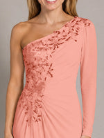 One-Shoulder Mother of the Bride Dress with Appliques