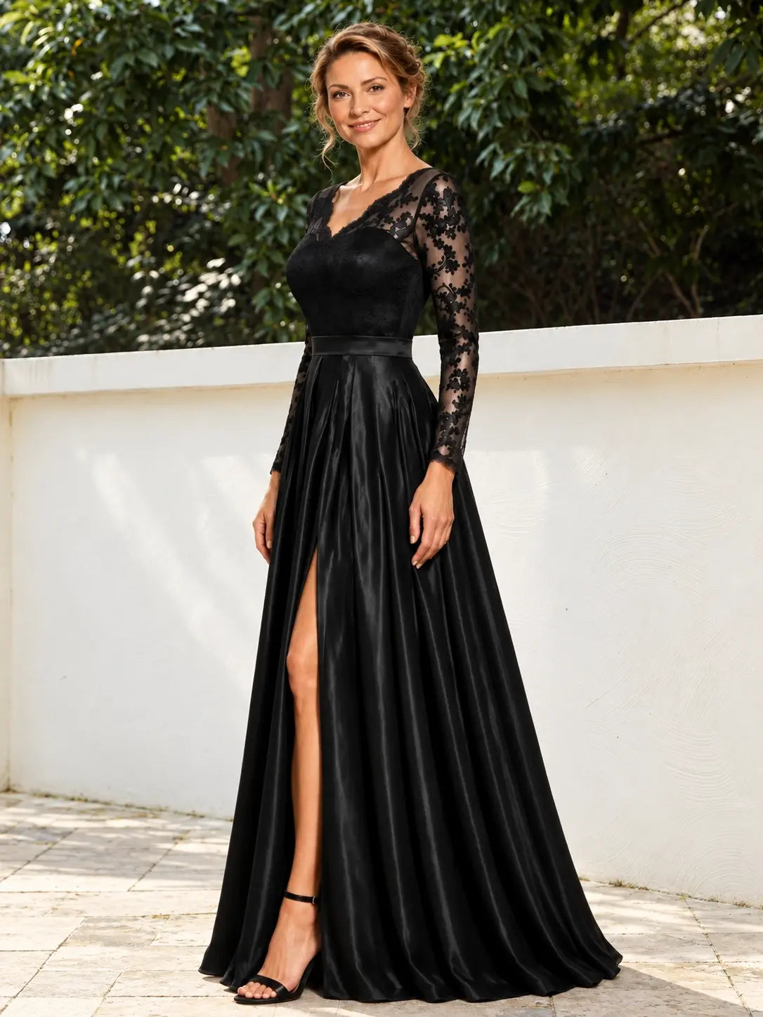Satin Mother of the Bride Dress with Appliques