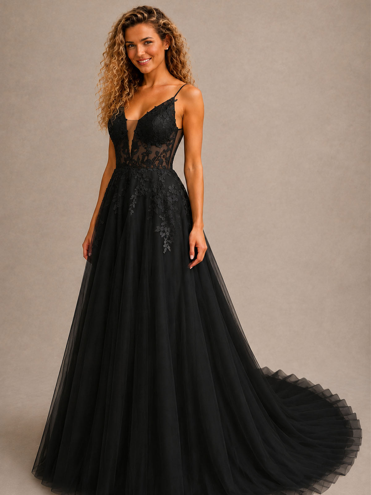 Illusion Spaghetti Straps Wedding Dress 