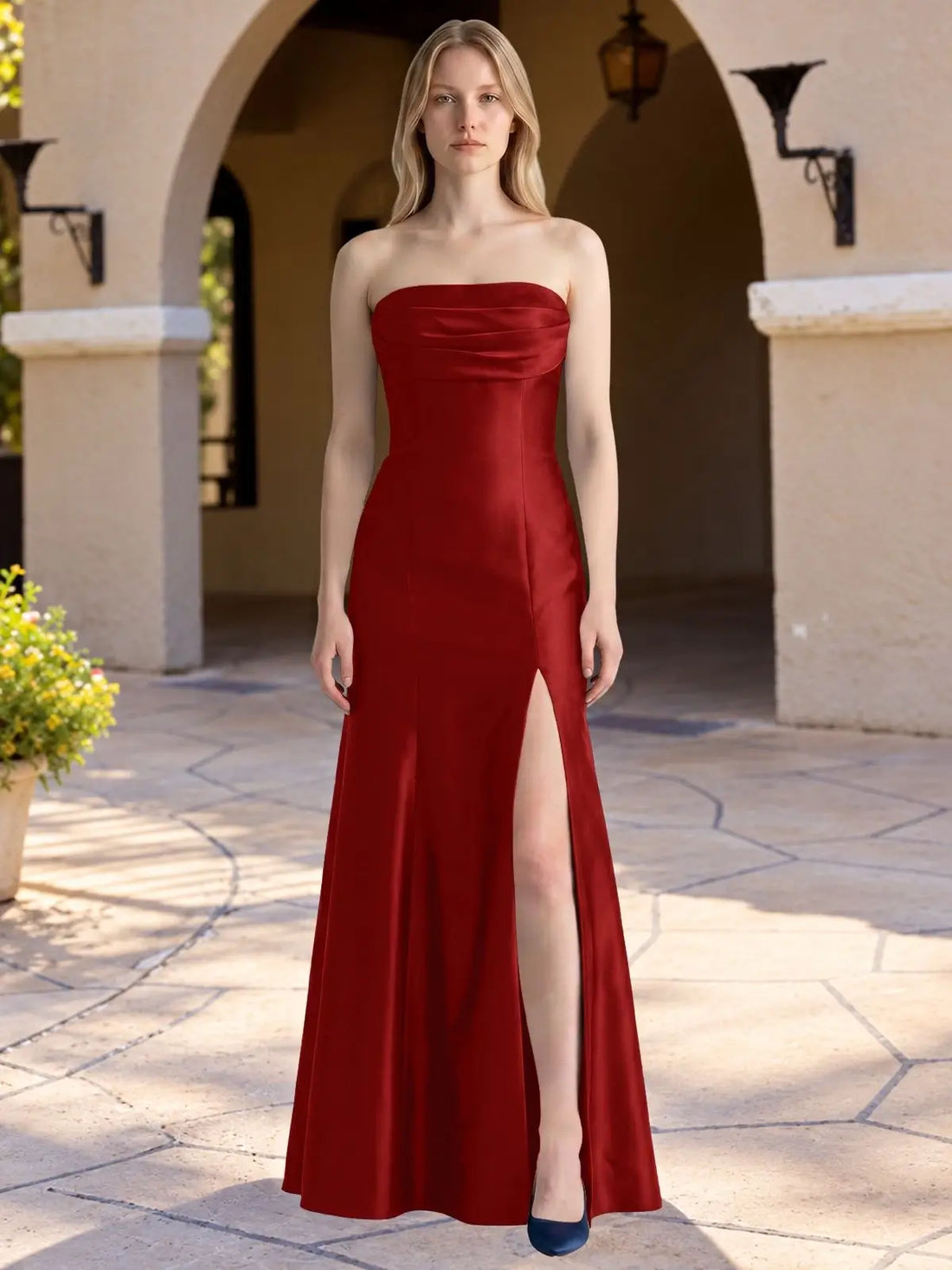 Strapless Ruched Bodice Prom Dress 