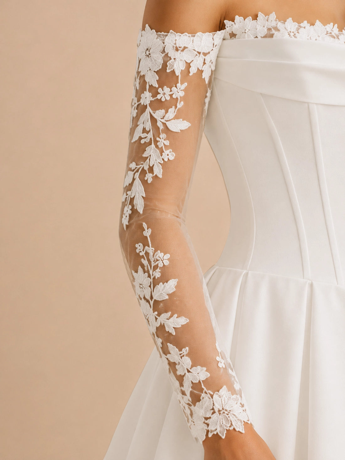 A-line Wedding Dress with Off-the-Shoulder Sleeves