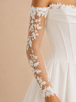 A-line Wedding Dress with Off-the-Shoulder Sleeves