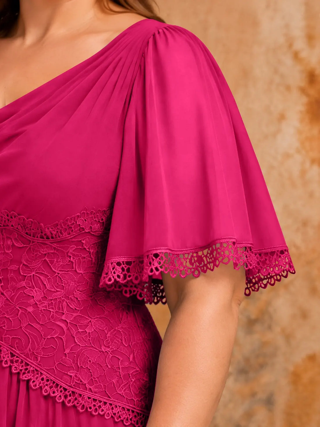 Cowl Neck Mother of the Bride Dress with Applique-Plus Size