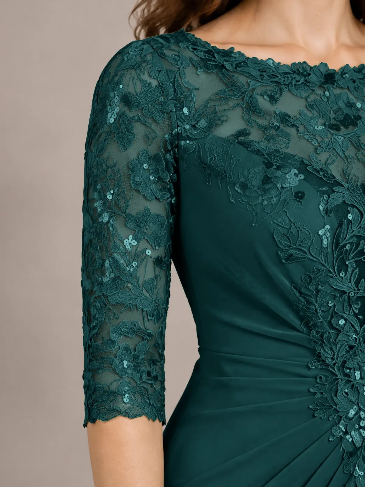 Lace Mother of the Bride Dress with Applique-Plus Size