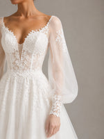 Tulle Wedding Dress with Lace-Trimmed Train