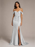 Mermaid Bridesmaid Dress with Tie Waist Sash