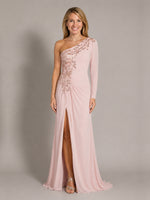 One-Shoulder Mother of the Bride Dress with Appliques
