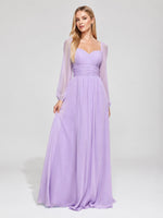 Elegant A-line Bridesmaid Dress with Long Sleeves