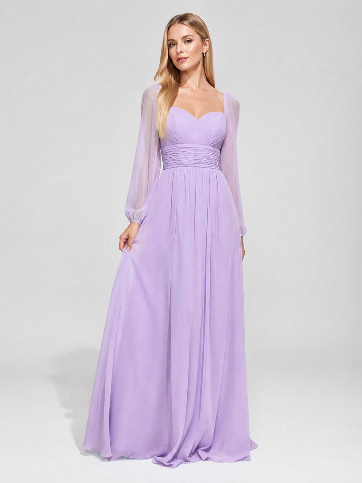 Elegant A-line Bridesmaid Dress with Long Sleeves