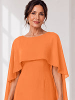 Chiffon Mother of the Bride Dress with Cape Overlay