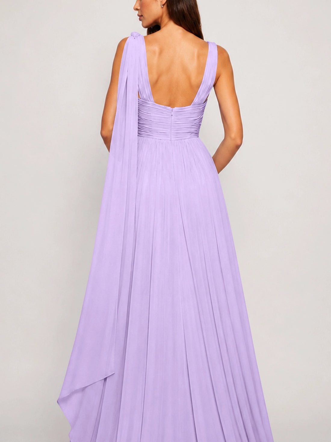 Chiffon Bridesmaid Dress with Draped Scarf