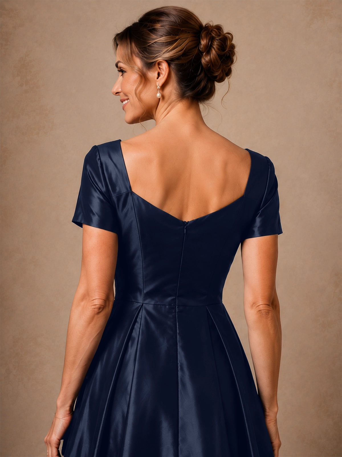 Silk-like Prom Dress with Short Sleeves
