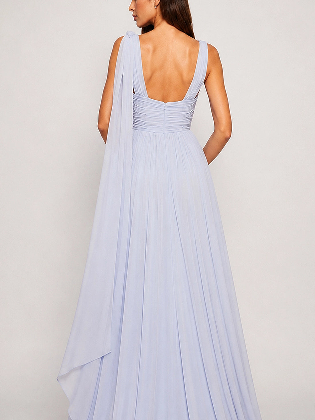 Chiffon Bridesmaid Dress with Draped Scarf