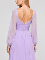 Elegant A-line Bridesmaid Dress with Long Sleeves