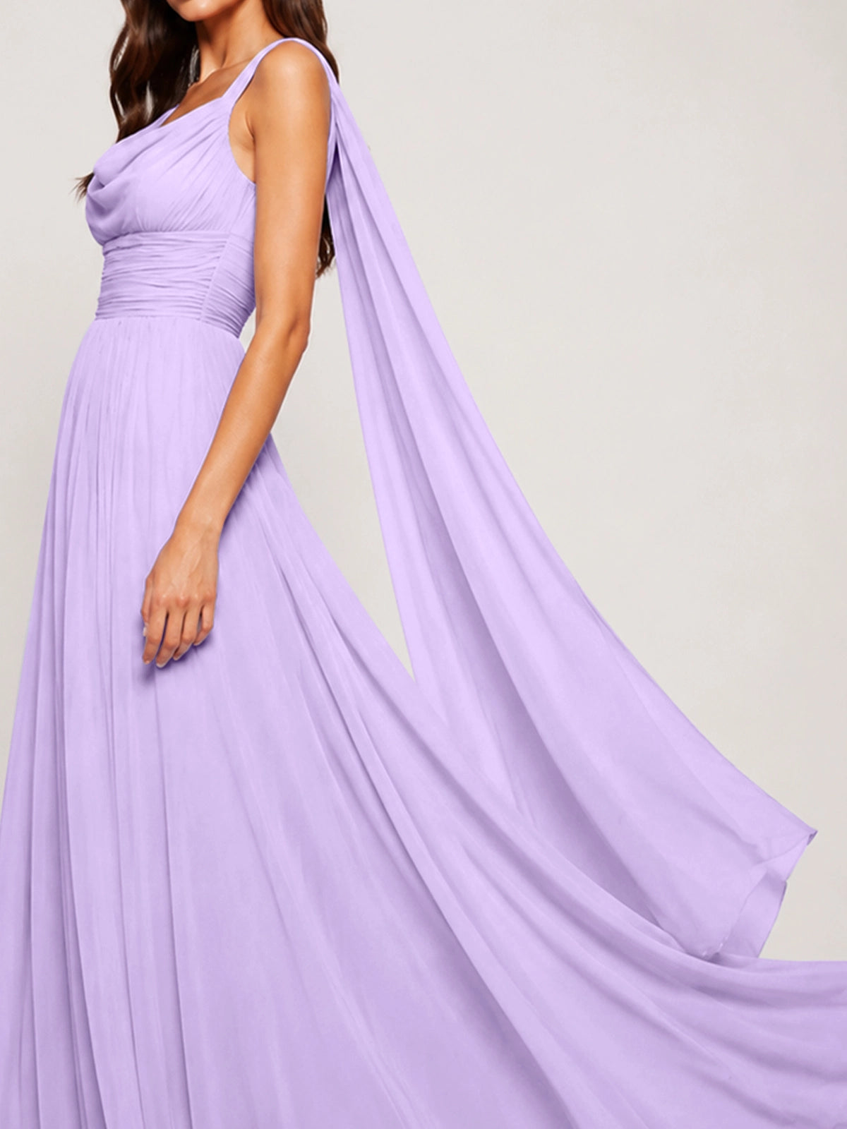 Chiffon Bridesmaid Dress with Draped Scarf
