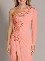 One-Shoulder Mother of the Bride Dress with Appliques