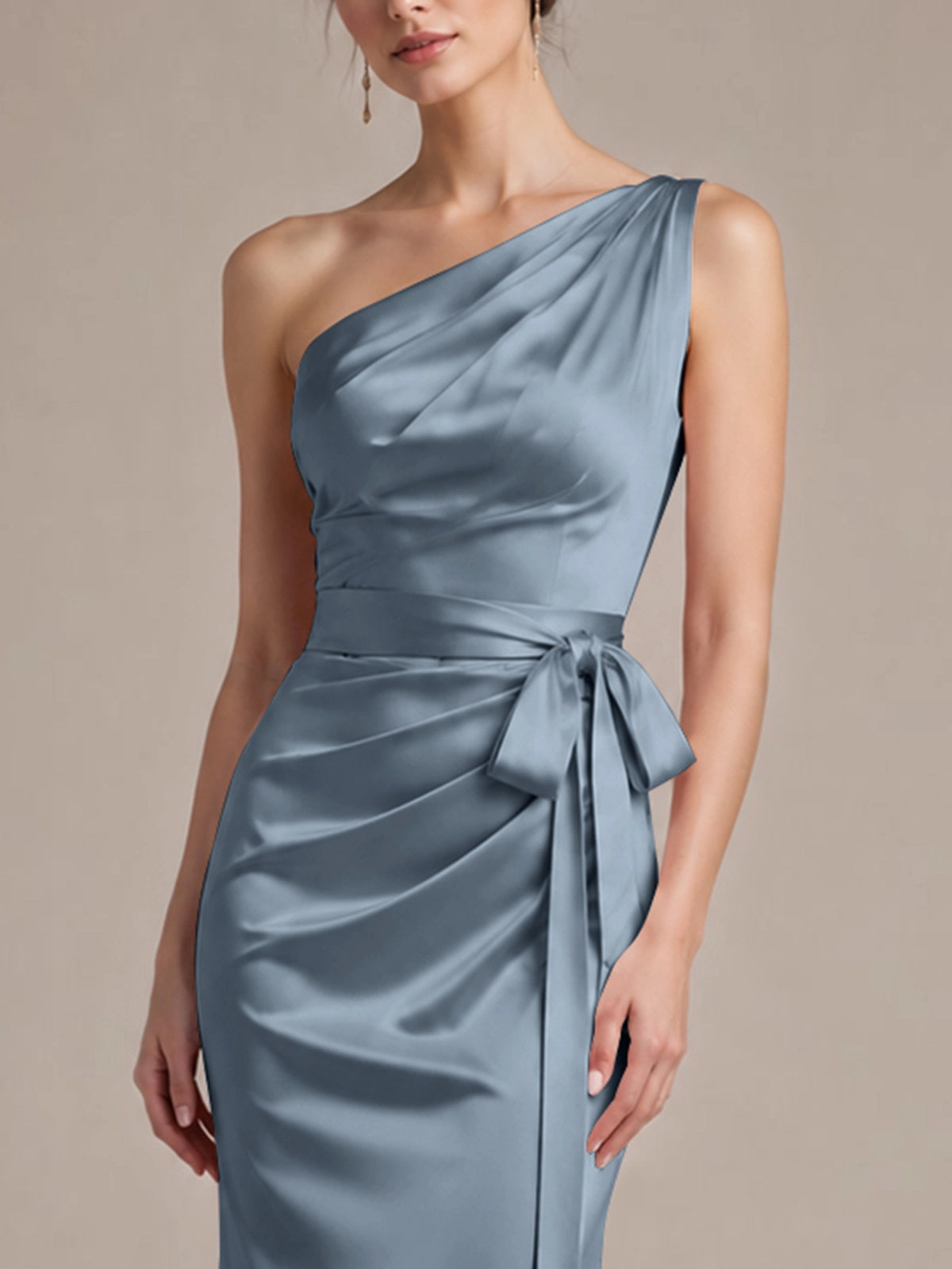One-Shoulder Bridesmaid Dress with Sash